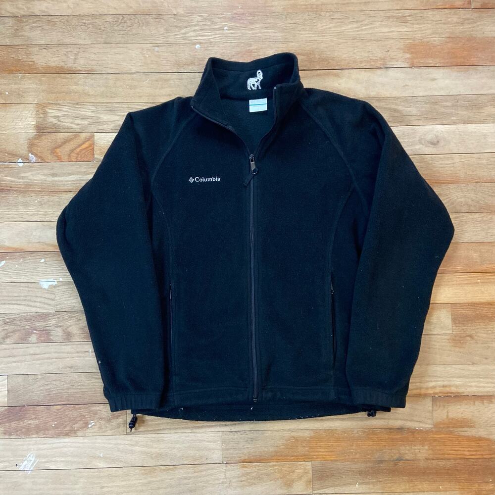Columbia Jacket Womens Small Black Full Zip Fleece Hiking Preppy Casual Outdoors